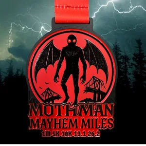 2026 Mothman Mayhem Miles 1M 5K 10K 13.1 26.2 logo