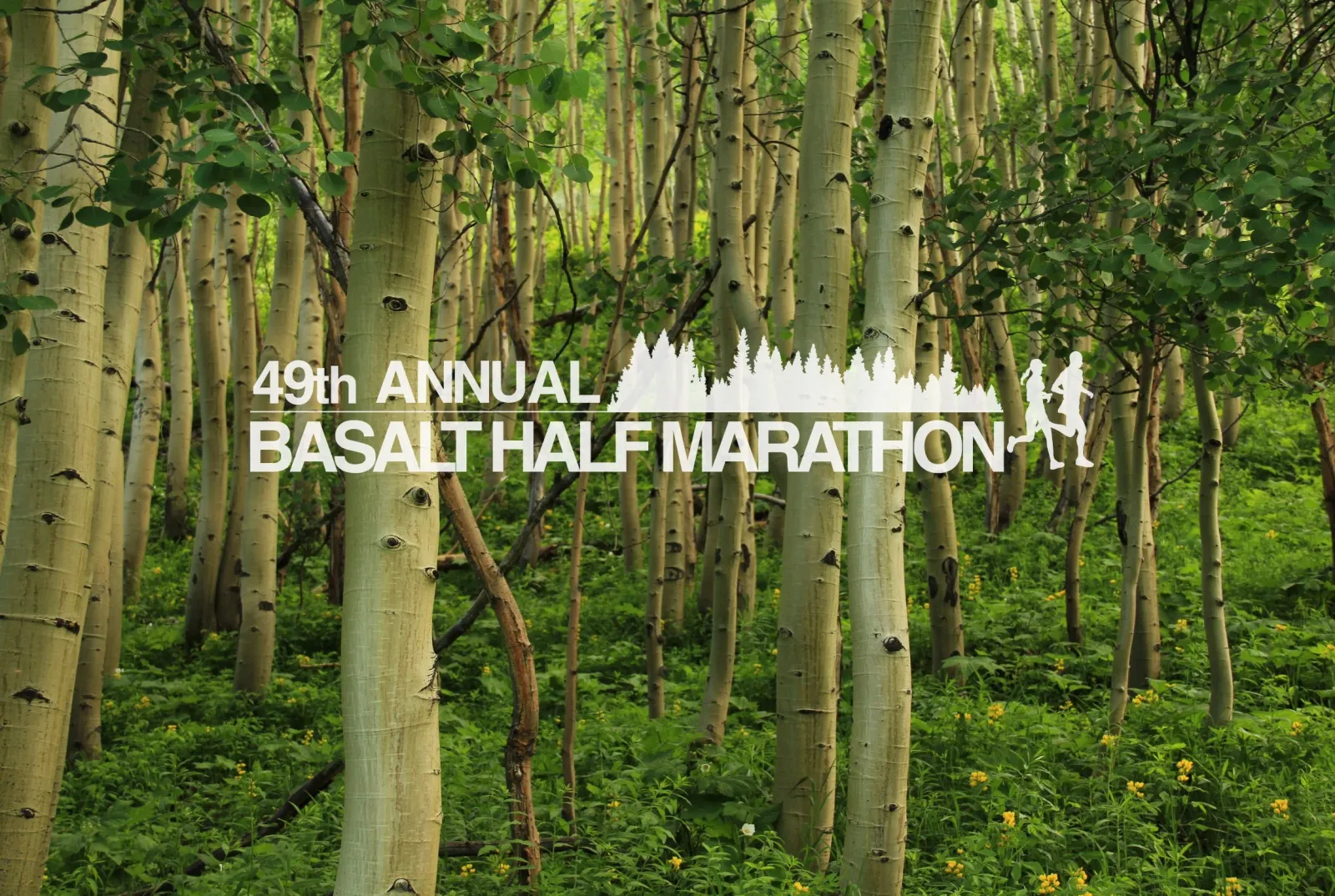 49th Annual Basalt Half Marathon in a scenic forest setting.