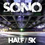 Urban underpass with "SONO HALF / 5K" text overlay.