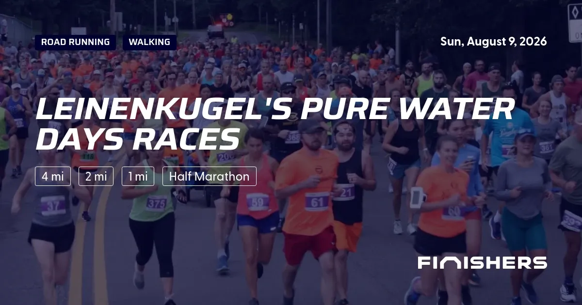 A large group of runners participating in the Leinenkugel's Pure Water Days Races, with many participants visible on a road course.