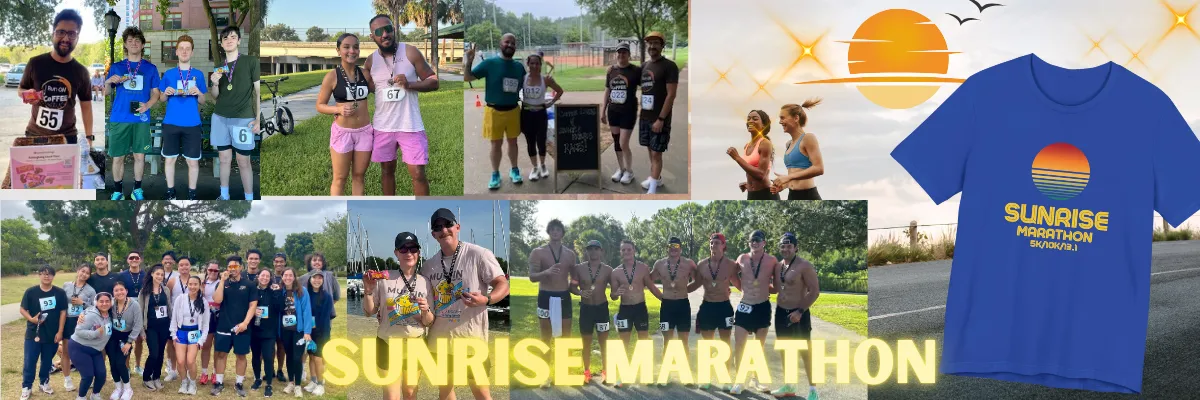 Collage of runners celebrating and posing with medals after a race.