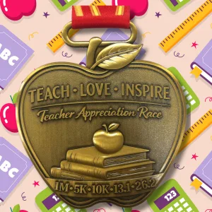 Teacher Appreciation Virtual Race 2026 | Teach Love Inspire 1M 5K 10K 13.1 26.2 logo