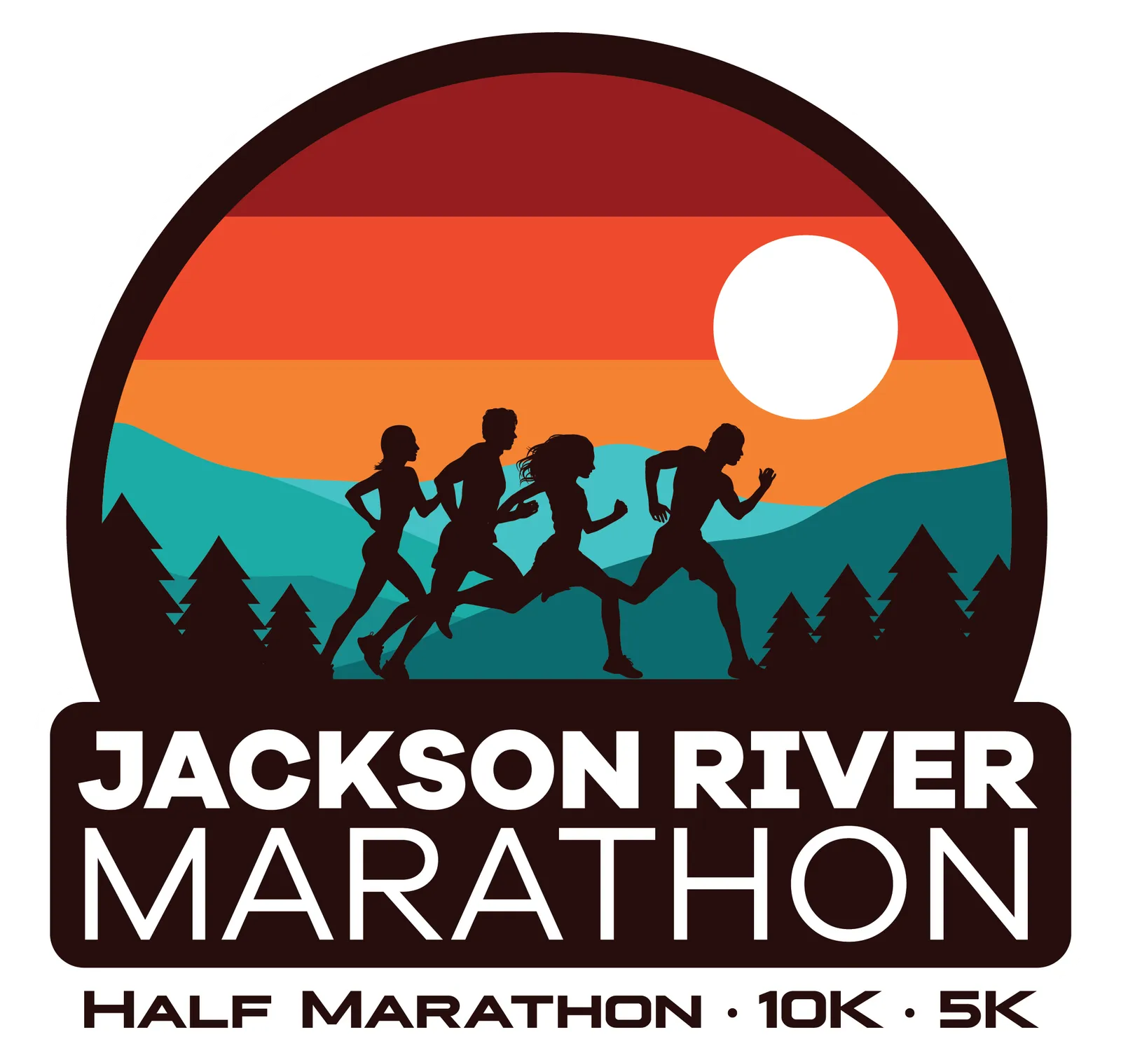 The Jackson River Scenic Trail Marathon, Half Marathon, 10k,  and 5k logo